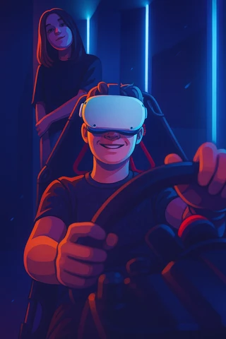 Preview of VR Racing attraction in the center of Krakow